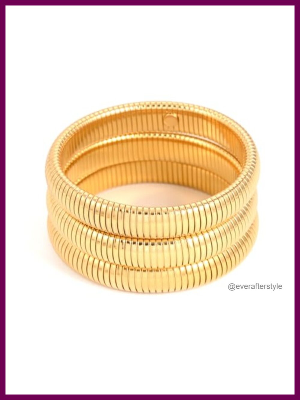 18K Gold Plated Stainless Steel Stretch Bangle Bracelet Set Chunky Stackable